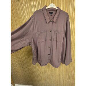 Torrid Womens Button-Up Collared Shirt Jacket Size 5X Dusty Mauve Shacket Warm